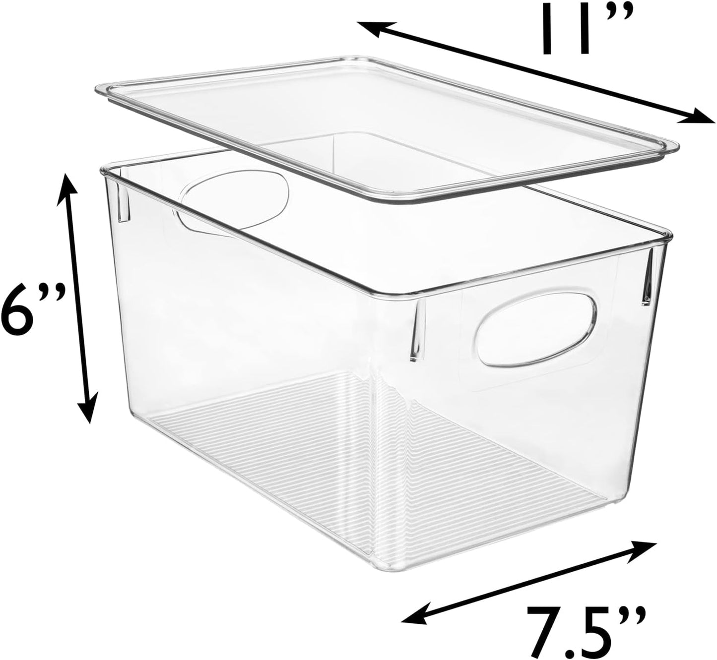 Plastic Storage Bins with Lids – Perfect Kitchen Fridge Organizer, Pantry Organization, Cabinet Organizers (4 Pack)