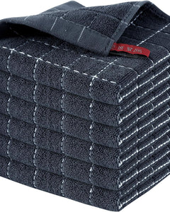 100% Cotton Terry Kitchen Dish Cloths, Ultra Soft and Absorbent Dish Towels for Kitchen, Suitable for Drying and Washing Dishes, 6 Pack, 12 X 12 Inches, Dark Grey