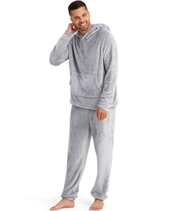 Snuggaroo Mens Soft Fleece Hooded Pjs Pyjama Bottoms Top Loungewear Set