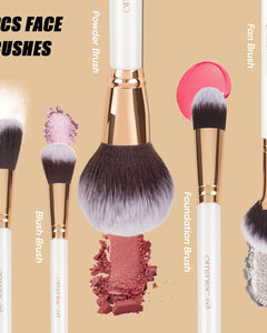 Professional Makeup Brushes Set (12Pcs), Pearl Flash Handles, Comfortable to Hold and Easy to Use. Full Face Travel Make up Brushes Set Professional with Case