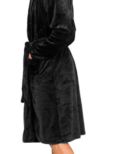 Mens Flannel Fleece Bathrobe Warm Soft Dressing Gown Bath Robe Shawl Collar