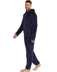 Snuggaroo Mens Soft Fleece Hooded Pjs Pyjama Bottoms Top Loungewear Set