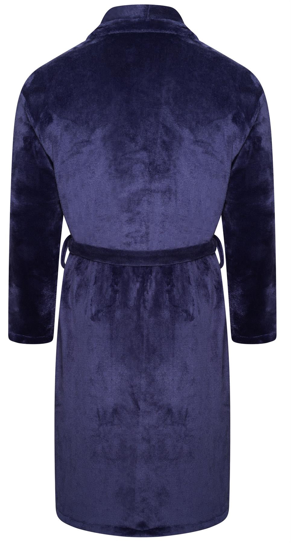 Mens Flannel Fleece Bathrobe Warm Soft Dressing Gown Bath Robe Shawl Collar