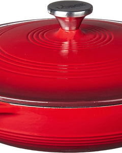 3.6 Quart Enameled Cast Iron Oval Casserole with Lid– Dual Handles – Oven Safe up to 500° F or on Stovetop - Use to Marinate, Cook, Bake, Refrigerate and Serve – Island Spice Red