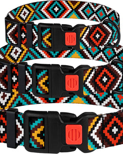 Nylon Dog Collar Aztec Geometric Pattern Ethnic Teal 10-13 Inch