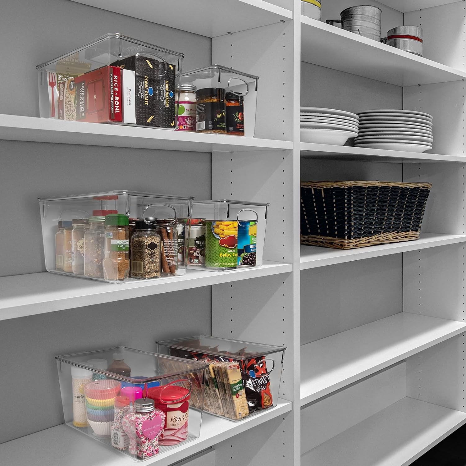 Plastic Storage Bins with Lids – Perfect Kitchen Fridge Organizer, Pantry Organization, Cabinet Organizers (4 Pack)