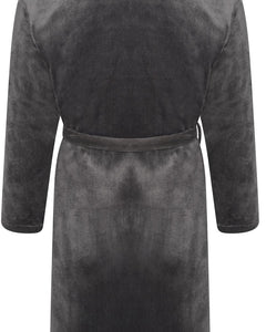 Mens Flannel Fleece Bathrobe Warm Soft Dressing Gown Bath Robe Shawl Collar