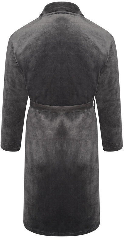 Mens Flannel Fleece Bathrobe Warm Soft Dressing Gown Bath Robe Shawl Collar