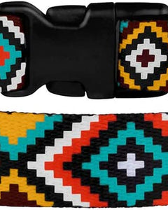 Nylon Dog Collar Aztec Geometric Pattern Ethnic Teal 10-13 Inch