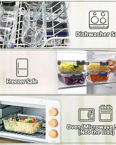 [10-Pack]Glass Meal Prep Containers -MCIRCO Food Storage Containers with Lifetime Lasting Snap Locking Lids, Airtight Lunch Containers, Microwave, Oven, Freezer and Dishwasher