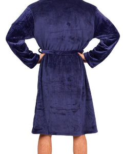 Mens Flannel Fleece Bathrobe Warm Soft Dressing Gown Bath Robe Shawl Collar