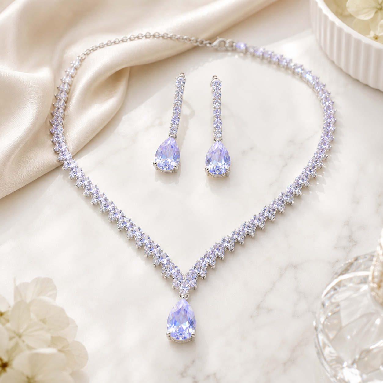 Celeste Teardrop Crystal Necklace & Earring Set