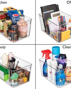 Plastic Storage Bins with Lids – Perfect Kitchen Fridge Organizer, Pantry Organization, Cabinet Organizers (4 Pack)