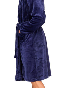 Mens Flannel Fleece Bathrobe Warm Soft Dressing Gown Bath Robe Shawl Collar