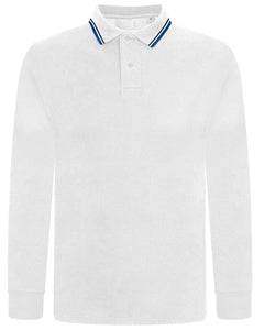 Mens Tipping Pique Polo Shirt Top Long Sleeve Work Collared Casual Office Wear
