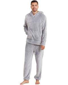Snuggaroo Mens Soft Fleece Hooded Pjs Pyjama Bottoms Top Loungewear Set