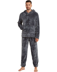 Snuggaroo Mens Soft Fleece Hooded Pjs Pyjama Bottoms Top Loungewear Set