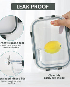 [10-Pack]Glass Meal Prep Containers -MCIRCO Food Storage Containers with Lifetime Lasting Snap Locking Lids, Airtight Lunch Containers, Microwave, Oven, Freezer and Dishwasher