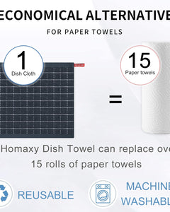 100% Cotton Terry Kitchen Dish Cloths, Ultra Soft and Absorbent Dish Towels for Kitchen, Suitable for Drying and Washing Dishes, 6 Pack, 12 X 12 Inches, Dark Grey
