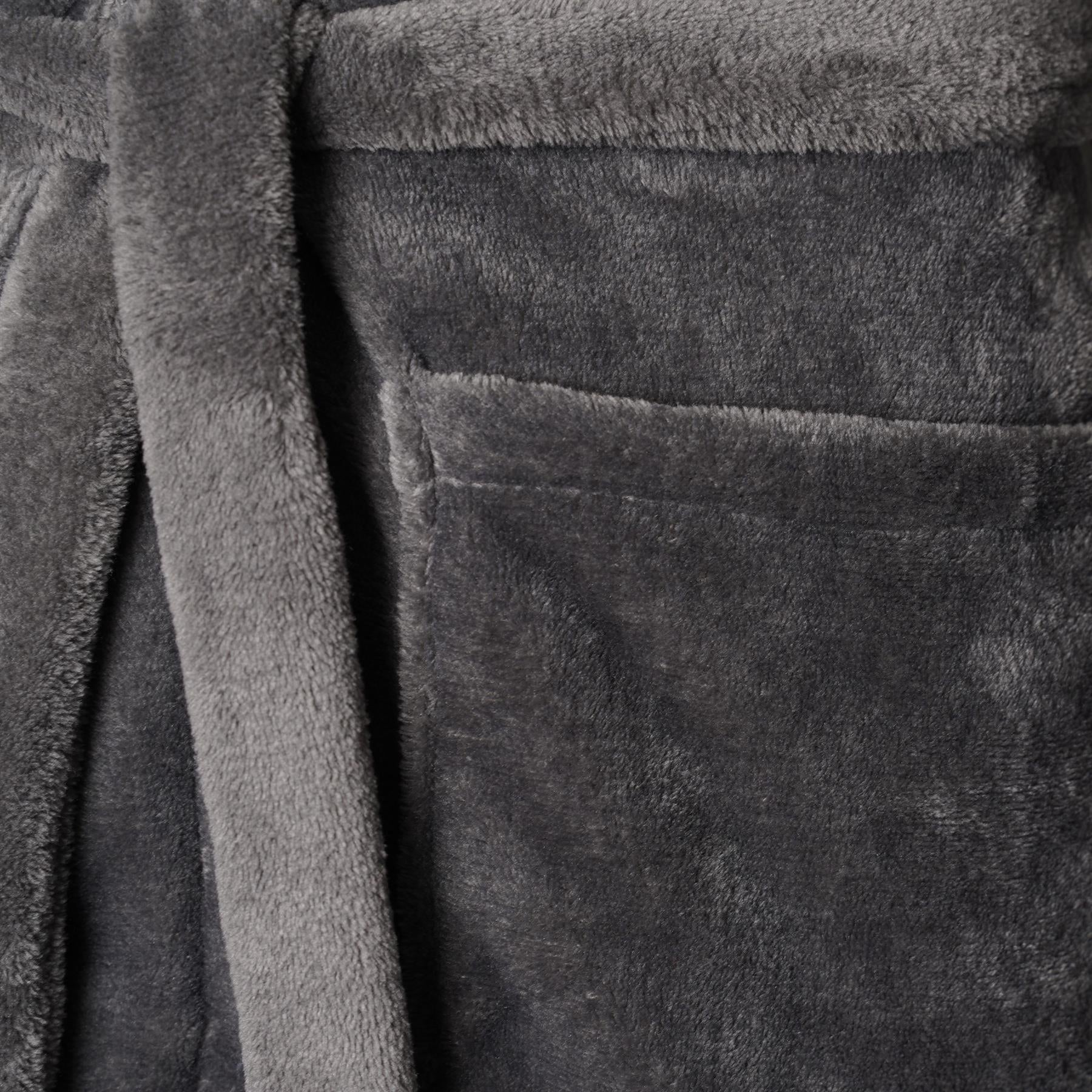 Mens Flannel Fleece Bathrobe Warm Soft Dressing Gown Bath Robe Shawl Collar