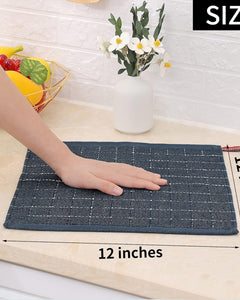 100% Cotton Terry Kitchen Dish Cloths, Ultra Soft and Absorbent Dish Towels for Kitchen, Suitable for Drying and Washing Dishes, 6 Pack, 12 X 12 Inches, Dark Grey