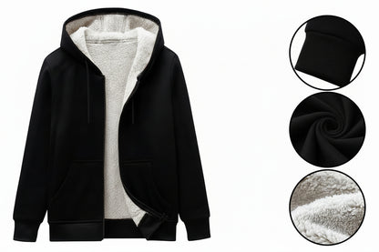 Mens Sherpa Fleece Fur Lined Winter Hoodie Warm Jacket Thick Hooded Full Zip