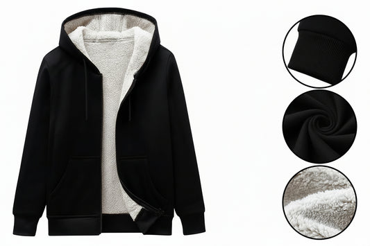 Mens Sherpa Fleece Fur Lined Winter Hoodie Warm Jacket Thick Hooded Full Zip