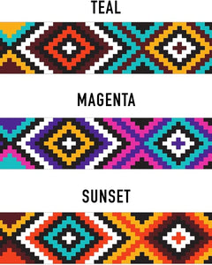 Nylon Dog Collar Aztec Geometric Pattern Ethnic Teal 10-13 Inch