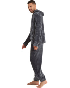 Snuggaroo Mens Soft Fleece Hooded Pjs Pyjama Bottoms Top Loungewear Set