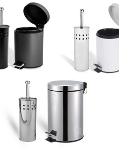 3 Litre Bathroom Pedal Rubbish Waste Bin and Toilet Brush Holder Set