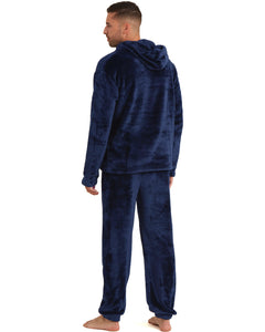 Snuggaroo Mens Soft Fleece Hooded Pjs Pyjama Bottoms Top Loungewear Set