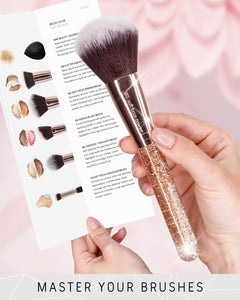 Beauty 15Piece Award Winning Glitter Makeup Brushes: Cute Makeup Brushes Set with Case, Blending Sponge, Cleaner, Guide, Gift Box