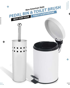 3 Litre Bathroom Pedal Rubbish Waste Bin and Toilet Brush Holder Set