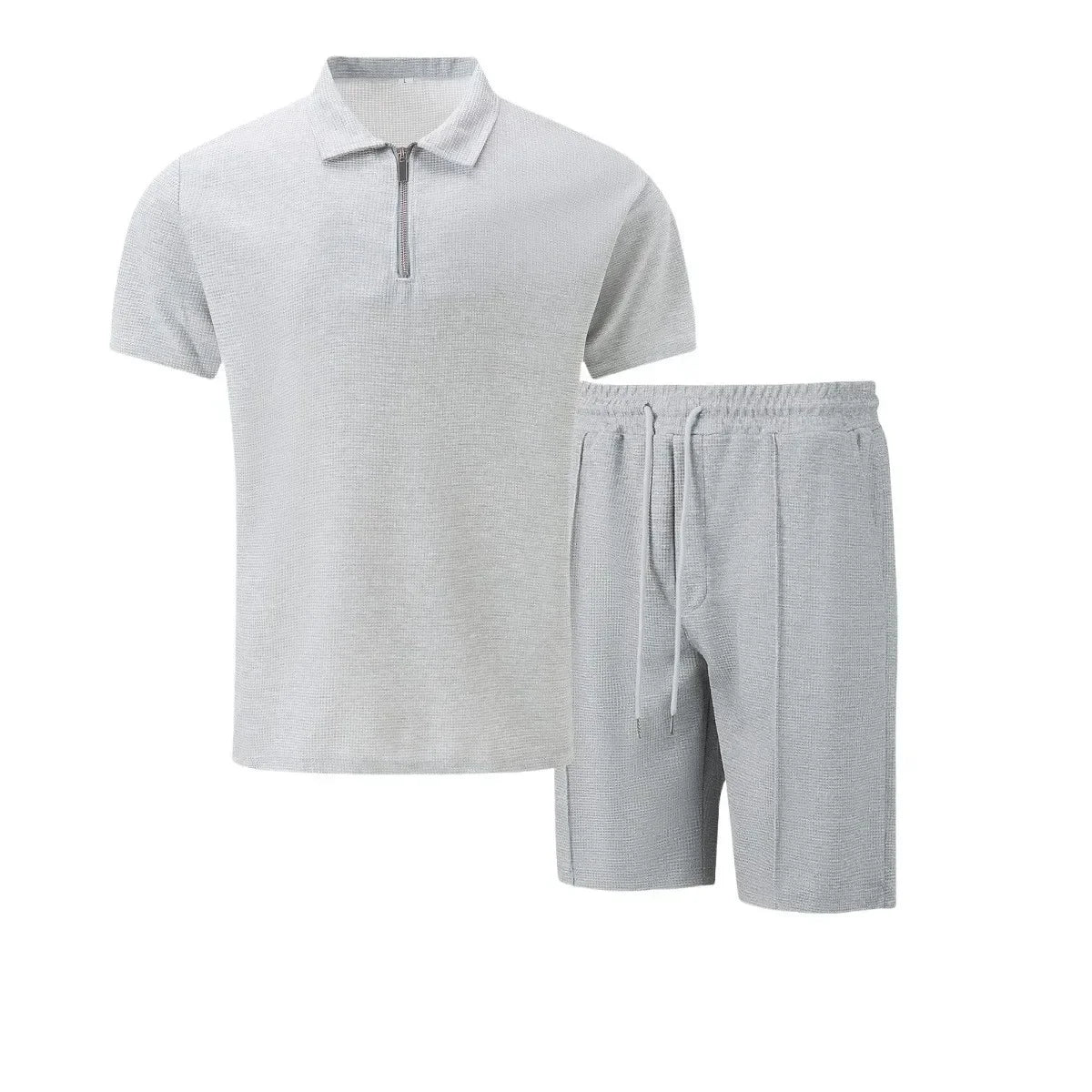 Men’s Zipper Polo Shirt & Shorts Set