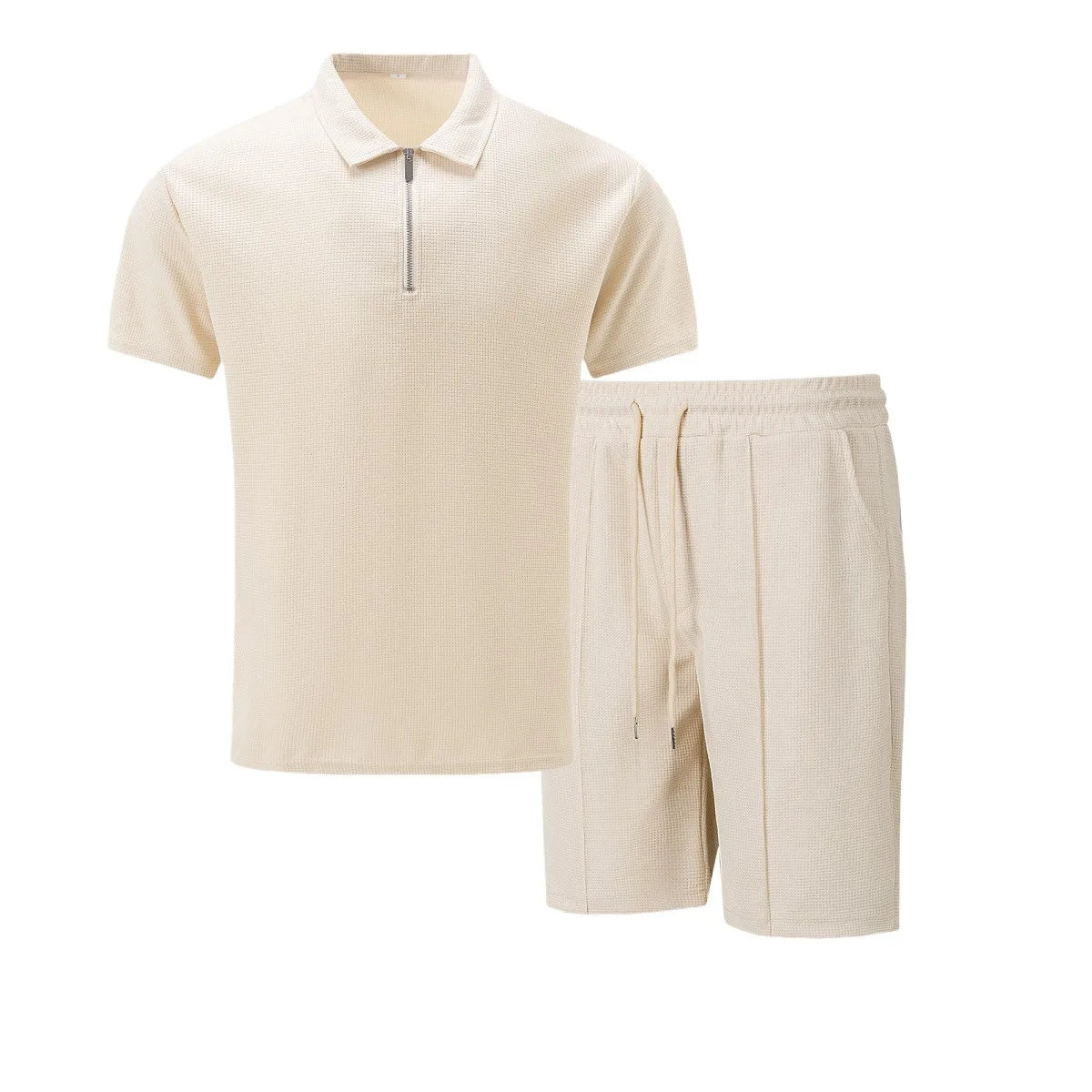 Men’s Zipper Polo Shirt & Shorts Set