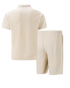 Men’s Zipper Polo Shirt & Shorts Set