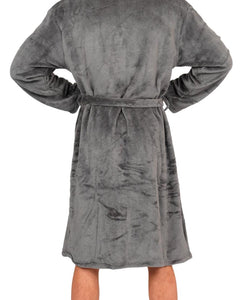 Mens Flannel Fleece Bathrobe Warm Soft Dressing Gown Bath Robe Shawl Collar