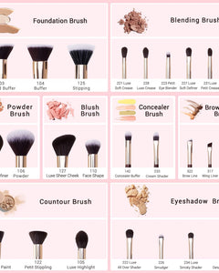 Makeup Brushes Set Professional, 25PCS Premium Natural Powder Foundation Eyeshadow Blending Concealer Blush Highlight Labeled Brushes, T280