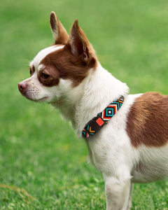 Nylon Dog Collar Aztec Geometric Pattern Ethnic Teal 10-13 Inch