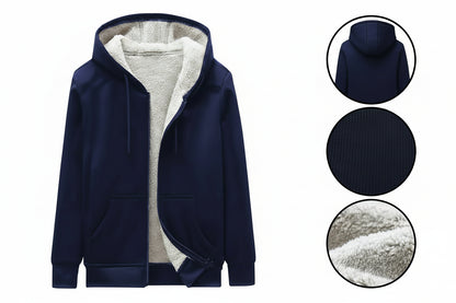Mens Sherpa Fleece Fur Lined Winter Hoodie Warm Jacket Thick Hooded Full Zip