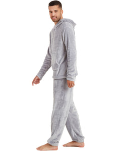 Snuggaroo Mens Soft Fleece Hooded Pjs Pyjama Bottoms Top Loungewear Set