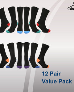 Mens Black Socks 12 Pairs Cotton Rich Socks Mens