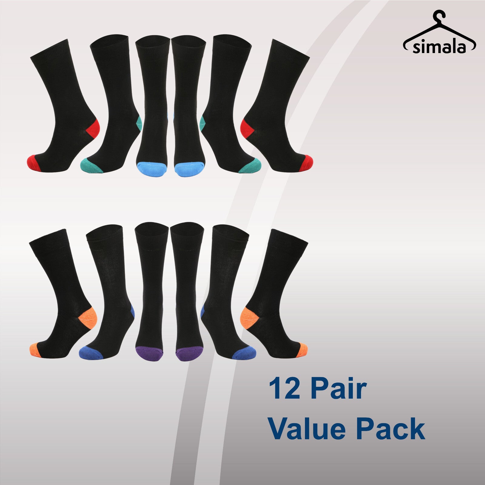 Mens Black Socks 12 Pairs Cotton Rich Socks Mens