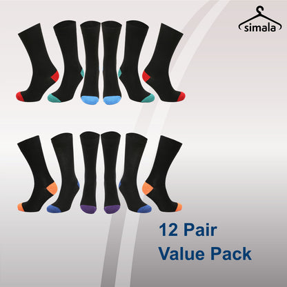 Mens Black Socks 12 Pairs Cotton Rich Socks Mens