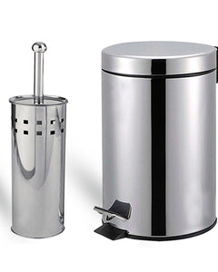 3 Litre Bathroom Pedal Rubbish Waste Bin and Toilet Brush Holder Set