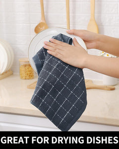 100% Cotton Terry Kitchen Dish Cloths, Ultra Soft and Absorbent Dish Towels for Kitchen, Suitable for Drying and Washing Dishes, 6 Pack, 12 X 12 Inches, Dark Grey