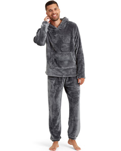 Snuggaroo Mens Soft Fleece Hooded Pjs Pyjama Bottoms Top Loungewear Set