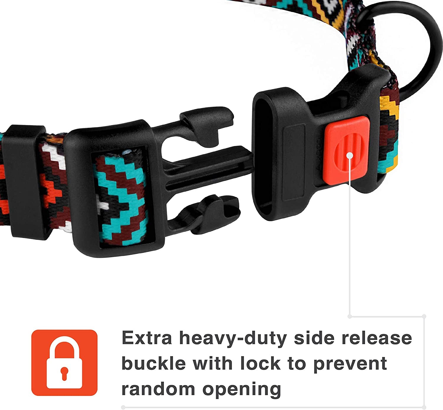 Nylon Dog Collar Aztec Geometric Pattern Ethnic Teal 10-13 Inch