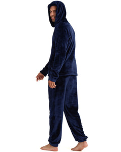 Snuggaroo Mens Soft Fleece Hooded Pjs Pyjama Bottoms Top Loungewear Set
