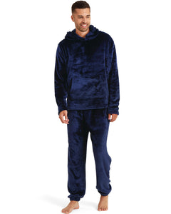 Snuggaroo Mens Soft Fleece Hooded Pjs Pyjama Bottoms Top Loungewear Set